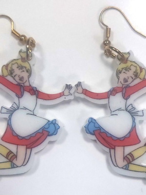 Handmade earrings with Sandy Bell theme from plexiglass new
