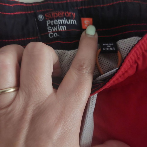 Superdry swim shorts size S like new, red, elastic waist