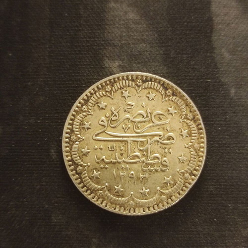 Silver Coin 5 Kourous Ottoman Empire 1906 like new
