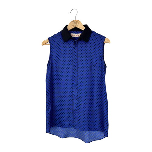 Marni Polka Dot Silk Shirt size S like new, blue