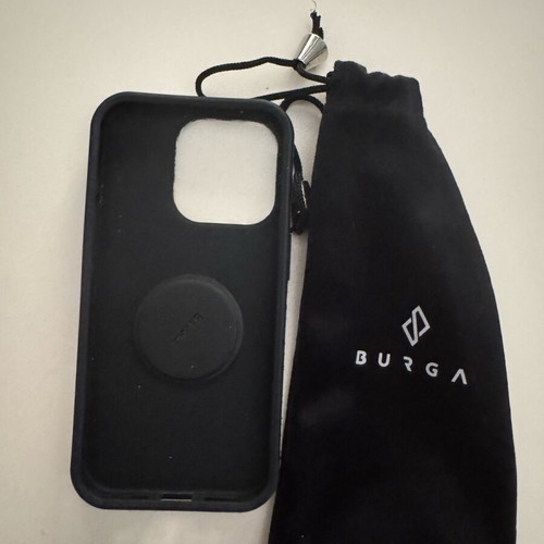 IPhone 15pro Burga case like new with magnet and velvet pouch