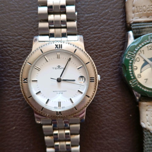 Men's watches used, set of 3, green and silver