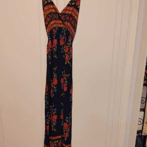 Summer dress used, large, long with cross back and elastic under bust