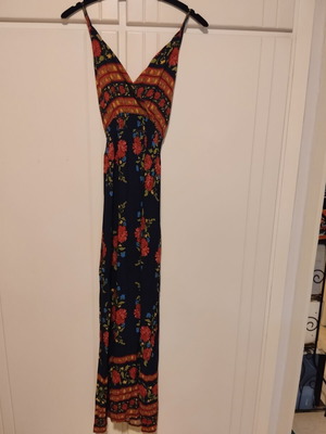 Summer dress used, large, long with cross back and elastic under bust