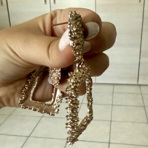 Gold dangle large vintage geometric earrings Zara used