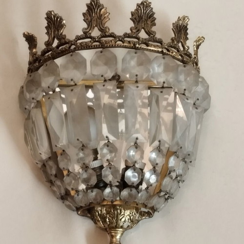 Vintage chandelier and set of 2 wall sconces used