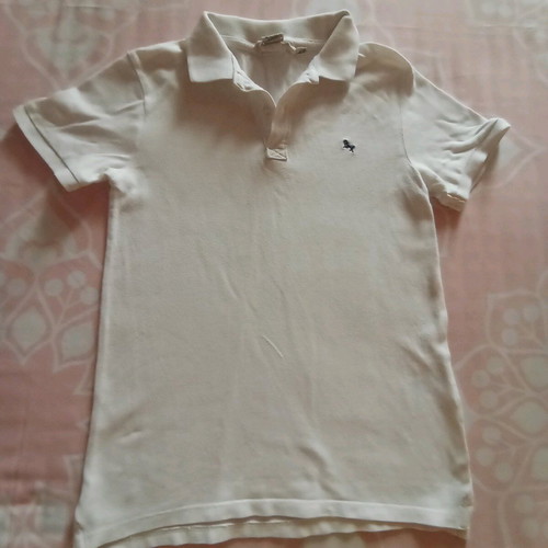 Boys' polo style shirt white, like new, size 134-140