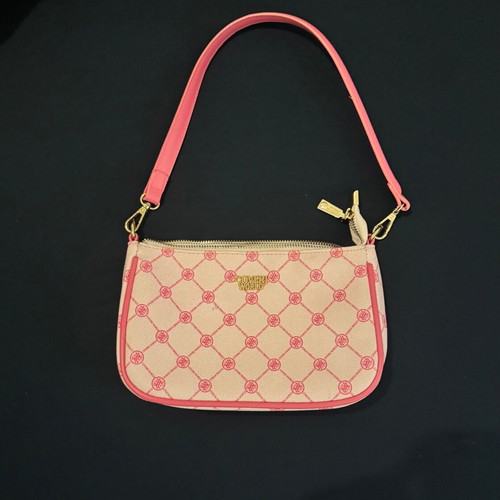 Shoulder bag used pink with gold details