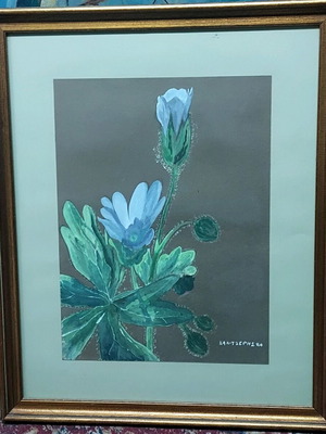 Painting with glass like new, signed