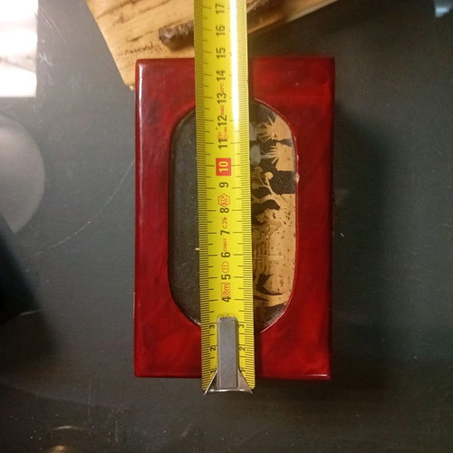 Wooden box used with cork decor under glass