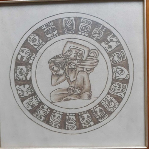 Framed artwork The Carrier of Time with wooden frame like new
