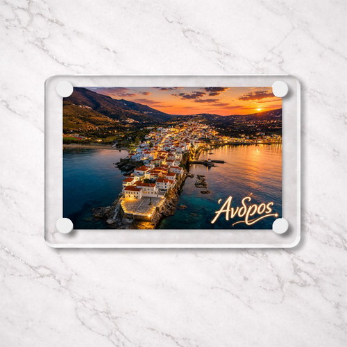 Acrylic fridge magnet 6x9cm, Andros, Greek Summer collection
