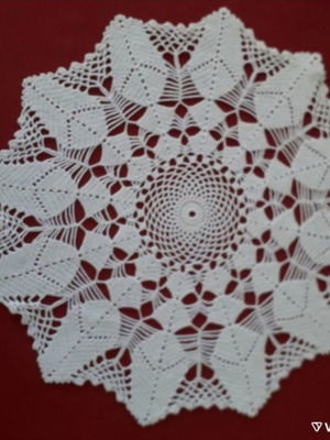 White Crochet Doily Handmade, New, Diameter 0.42 m