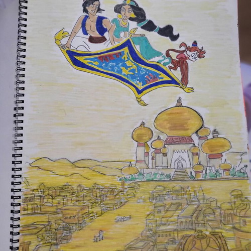 Watercolor painting hand-drawn with marker new