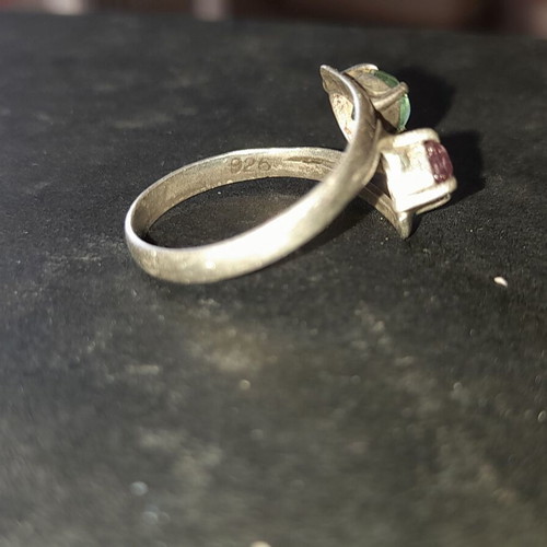 Silver ring 925 with fluorite gemstones, like new