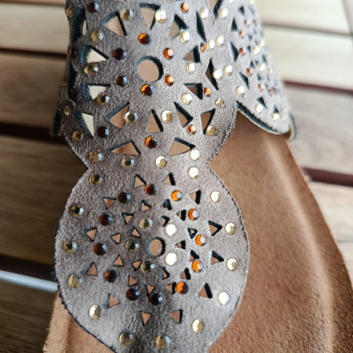 Patrizia Boutique leather sandals used, size 37, beige and brown