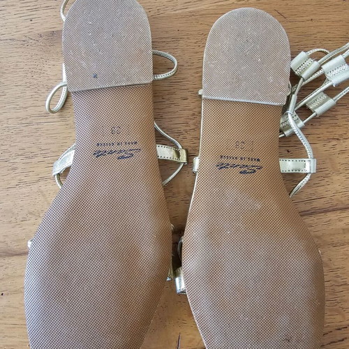 Sante Lace Up Flat Sandals Like New, Gold Color, Size 38