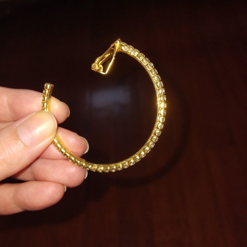 Clip hoop earrings with stones, gold color