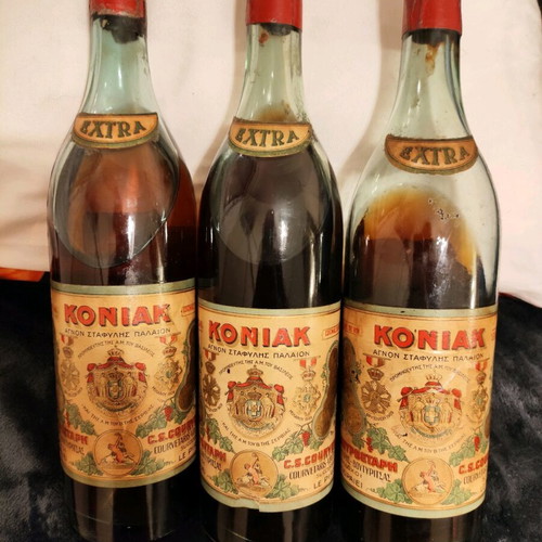 Koniak used, pack of 3 family heirloom bottles
