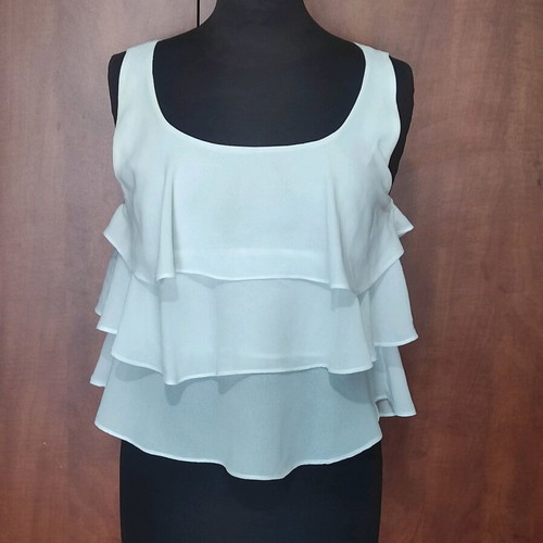 BSB Sleeveless Blouse with Layered Ruffles like new, white