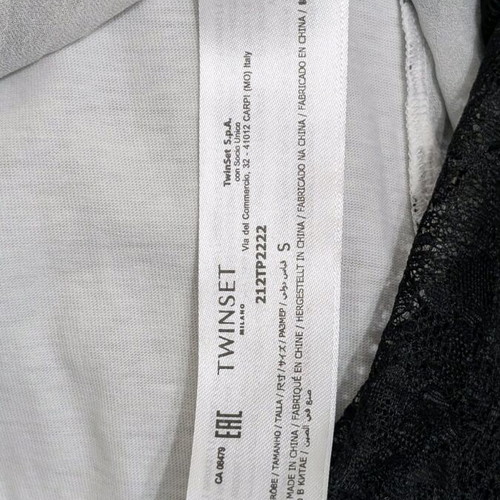 Twinset Milano women's T-shirt with integrated black lace like new, white