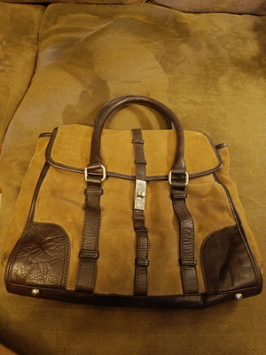 Zara leather handbag used, beige and brown