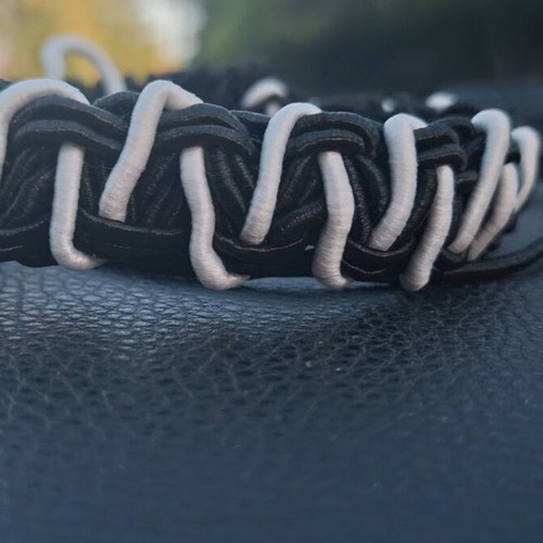 Macrame bracelet inspired by PAOK, made to order, black and white