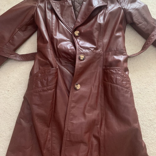 Leather coat ceramic color genuine leather, size 13/14 (S/M)