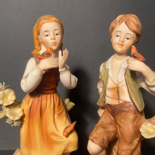 Vintage Bisque Porcelain Figurines Set of 2 Made in Japan