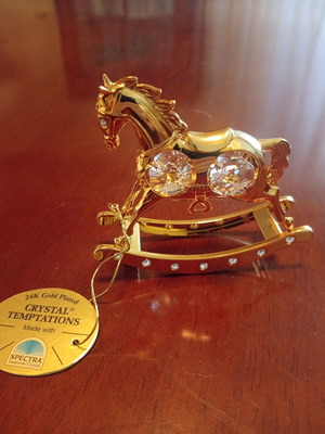 Crystal Temptations 24K Gold Plated Rocking Horse with Swarovski Crystals