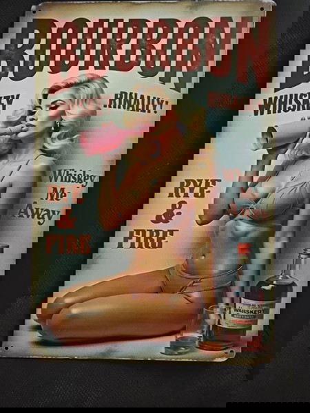 Μεταλλικη Ανοξειδωτη Πινακιδα Bourbon Whiskey