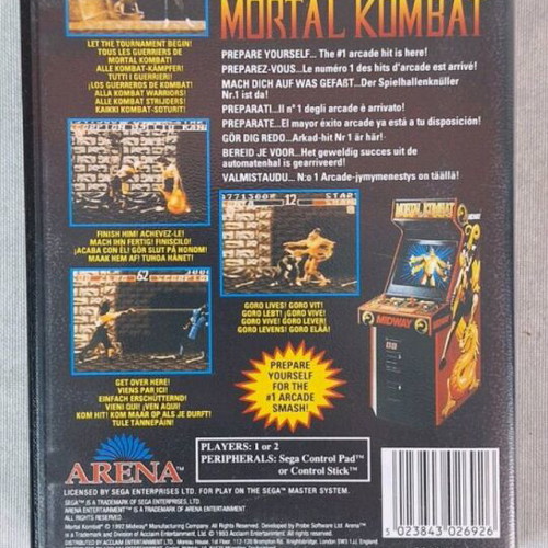 Mortal Kombat for SEGA Master System used, complete with box and manual