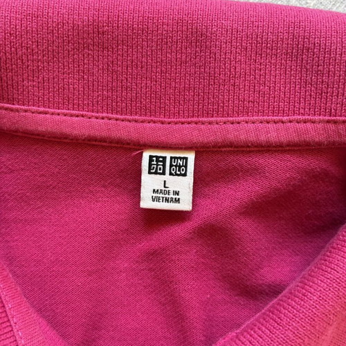 UNIQLO Magenta Pink Pique Polo Shirt Women Size L 100% Cotton