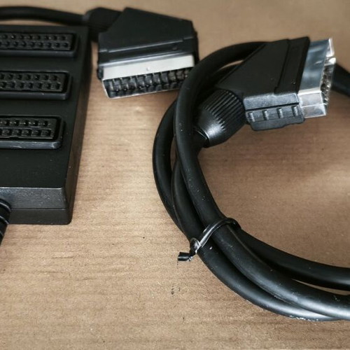 Scart adapter to 3x Scart female and Scart to Scart cable 1.30m like new