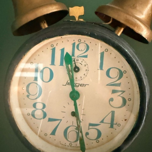 Vintage German Jerger Table Analog Alarm Clock Used