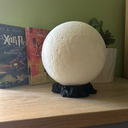 3D Printed Moon Lamp with Rock Base