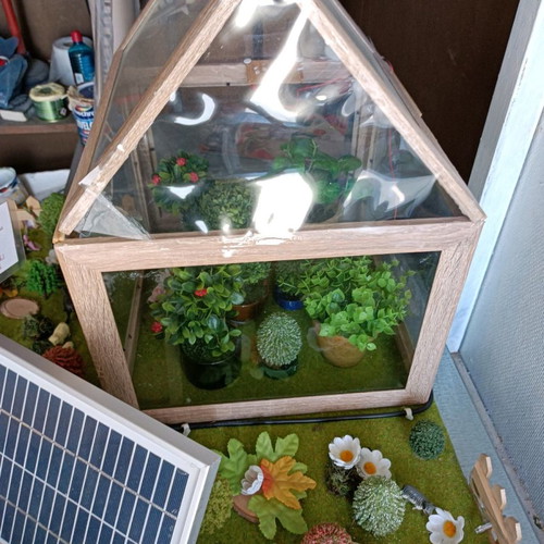 Greenhouse model new with solar panels for school projects or hobby