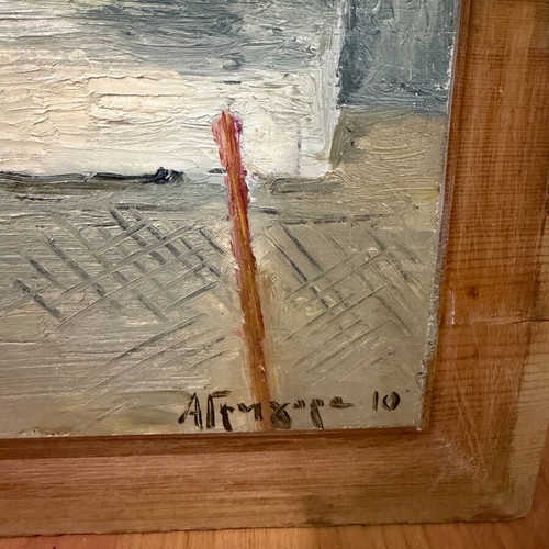 Έργο τέχνης Άννα Γρηγόρα μεταχειρισμένο σε κορνίζα, θέμα Εξοχή