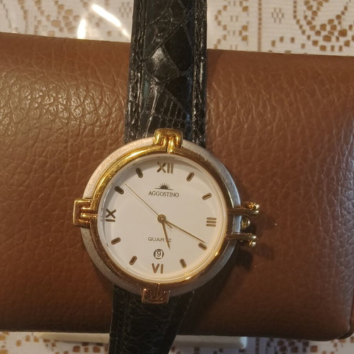 Aggostino Vintage Quartz Watch, Two-Tone, Date Display