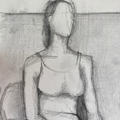 Painting used, pencil drawing on paper 35x50
