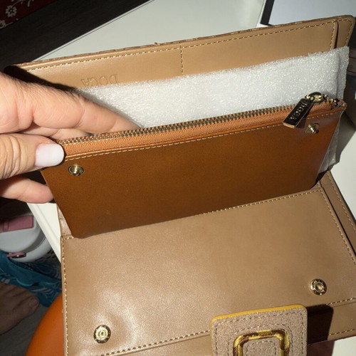 Doca women's wallet, brown taupe with embossed texture and gold details