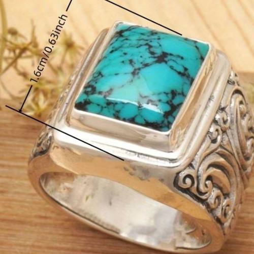 Vintage silver ring with turquoise stone 19 mm