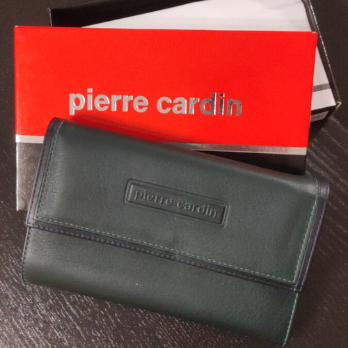 Pierre Cardin δερμάτινο γυναικείο πορτοφόλι σκούρο κυπαρισσί σαν καινούργιο
