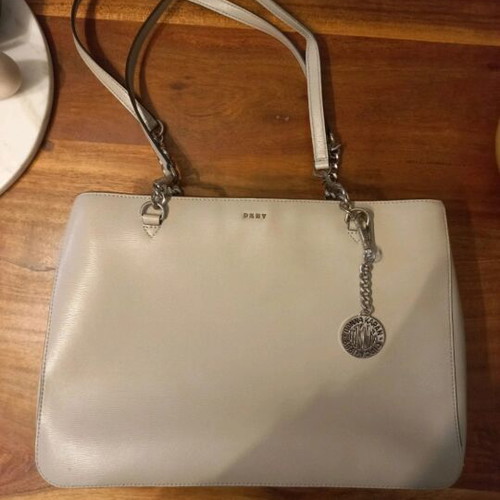 DKNY shoulder bag used, gray saffiano leather