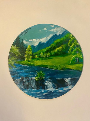 Ζωγραφιά σε Canvas 15cm με μαγνήτη, ακρυλικά, καινούργιο