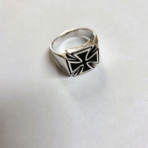 Men's Silver 826 Ring with Black Enamel, new