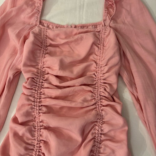 Urban Bliss pink ruched mini dress with tie up detail, new, size 10