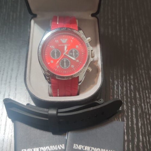 Armani Exchange Waterproof Wristwatch Unisex Stainless Steel Red