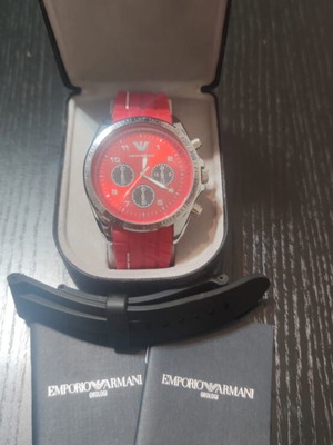 Armani Exchange Waterproof Wristwatch Unisex Stainless Steel Red
