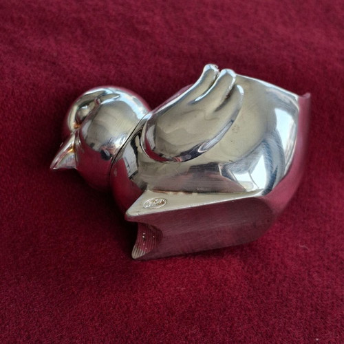 Silver-Plated Egg Cup used, vintage stylized bird design